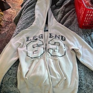 white/beige legend 63 sweater with hood